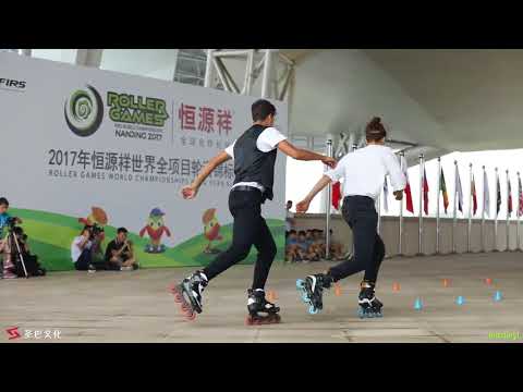 2017 Roller Games，Pair Slalom 3rd，Degli Agostini Valerio，Guslandi Lorenzo， 南京 2017 全项目轮滑锦标赛 自由式轮滑 双人