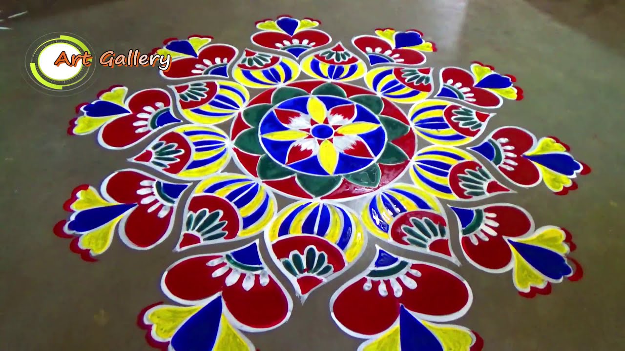 beautiful and big alpana rangoli design 