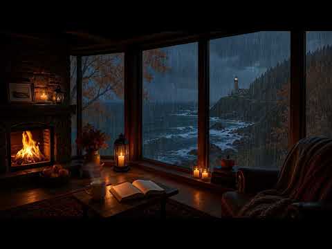 No Ads 🍂😴 Autumn Rain & Fireplace Sounds for Healing Sleep 🌧🔥BEST Sounds for Sleep,Relax,Study💤