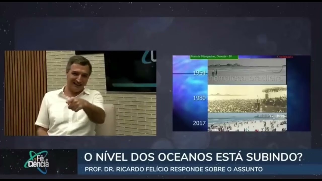 Cientista Ricardo Felício - USP mostra Fotos do nível do mar em Guarujá e B.S. nos últimos 100 anos.