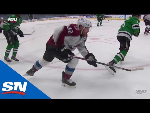Gabriel Landeskog Heads For The Locker Room After Getting Clipped By A Skate