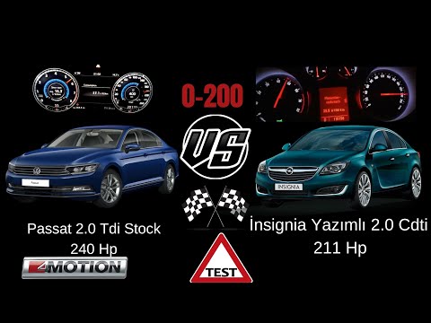 Vw Passat 2 0 Tdi 240 Hp VS Opel Insignia 2.0 Cdti Chip Tuning 211 Hp Yarış 0-200