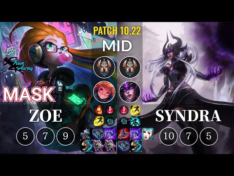 RNW Mask Zoe vs Syndra Mid - KR Patch 10.22