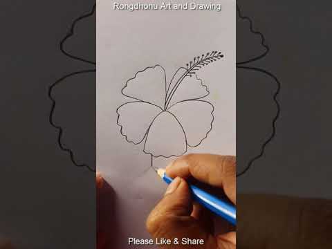 Joba ful drawing || hibiscus flower #shorts