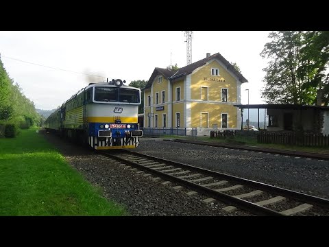 Odjezd bleskového "Brejlovce" 754 057 na Sp 1707 z žst. Zelená Lhota (13.8.2021)