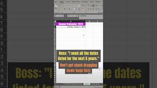 Create an annual calendar list of days and dates. - Excel Xpert tutorial video