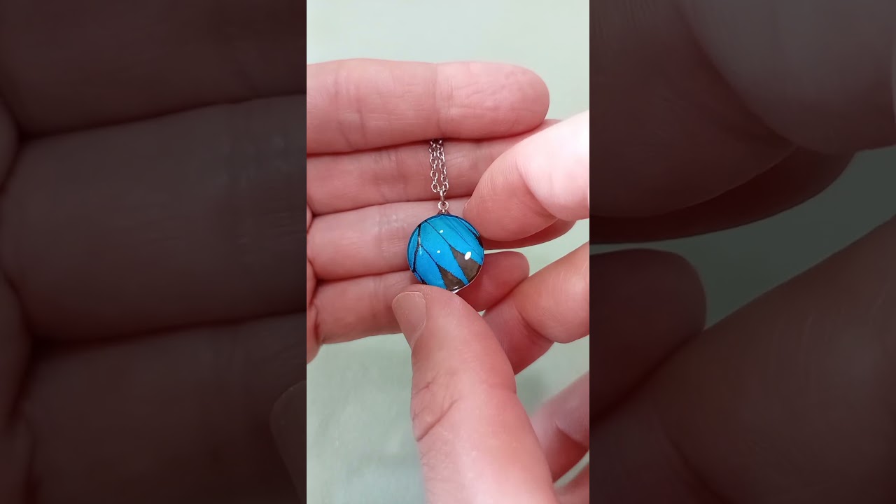 ciondoli con vera ala di farfalla Papilio ulysses 18mm all’ingrosso gioielli fatti a mano con lente di vetro per negozi di regali