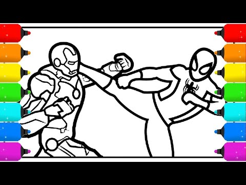Spiderman VS  Iron Man Coloring Pages DRAWING and COLORING draw