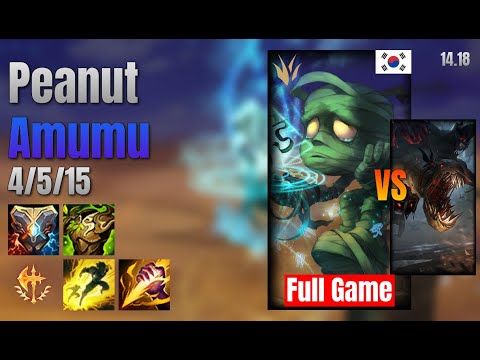 Peanut Jungle Amumu vs Fiddlesticks lol KR solo rank Full Game 14.18