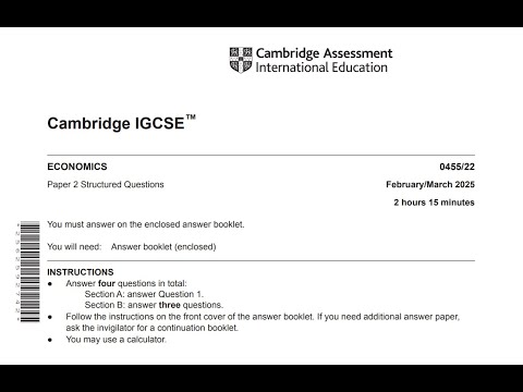 IGCSE Wirtschaftswissenschaften | Prüfung 2 | Februar/März 2025 | Abschnitt A | 0455/22
