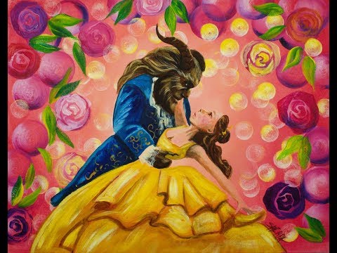 Beauty and The Beast Dancing Step by step Beginner Acrylic Tutorial | TheArtSherpa