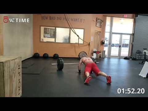 21-15-9 deadlifts 205, bar facing burpees