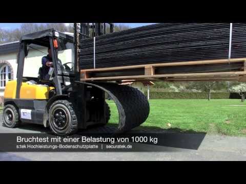 Mobile Baustraße - Bruchtest einer Fahrplatte aus Kunststoff