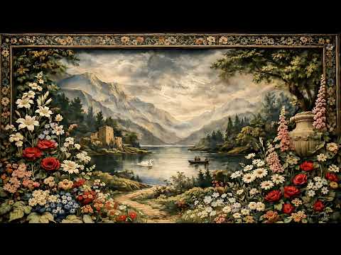 4k Romantic Alpine Lake Tapestry Art 🌿 Oil Painting TV Background | Vintage Screensaver