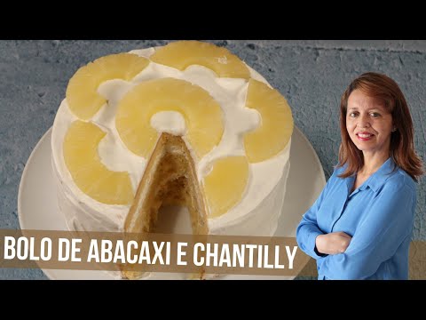 Receita bolo de abacaxi com chantilly