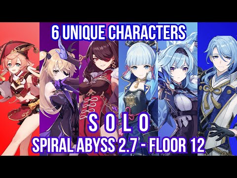 【GI】Spiral Abyss 2.7 Floor 12 Third Phase - Six Unique Characters Solo Challenge Full Star Clear!