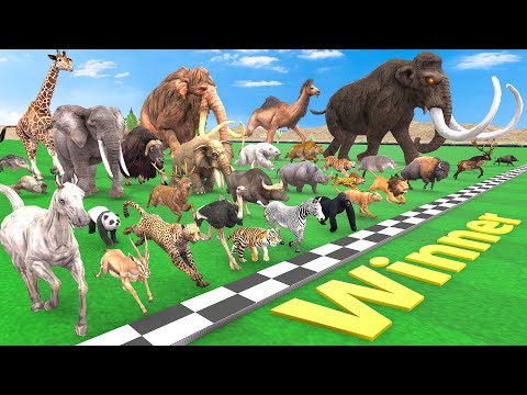 Big Race 30 Wild Animals, Which is the fastest animal? Animal Revolt Battle Simulator