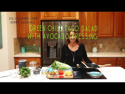 Green Chile Taco Salad with Avocado Dressing
