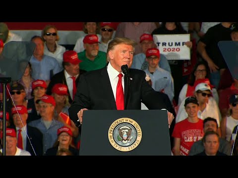 President Donald Trump, at a rally in Pennsylvania, criticized Fox News' for hosting town hall meetings with Democratic presidential candidates. (May 21)
