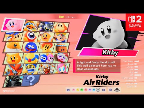 Kirby Air Riders | All Characters Full List & Stats (48 Skin Colors List) [4K.SW2]