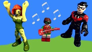 Imaginext Poison Ivy and the Day of Disaster at Home with Nightwing and Vincent Toy Video