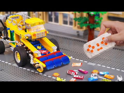 Building Lego Street Sweeper Cleaning Trash - Lego Technic