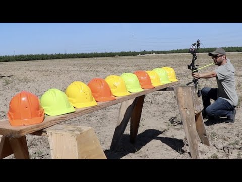 Guy Tests Out How Many Hard Hats An Arrow Can Go Through