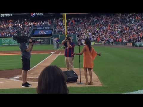 Camille Aragonés - National Anthem at Comerica Park Tigers vs Mets