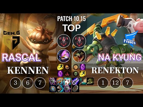 GEN Rascal Kennen vs AF Na Kyung Renekton Top - KR Patch 10.15