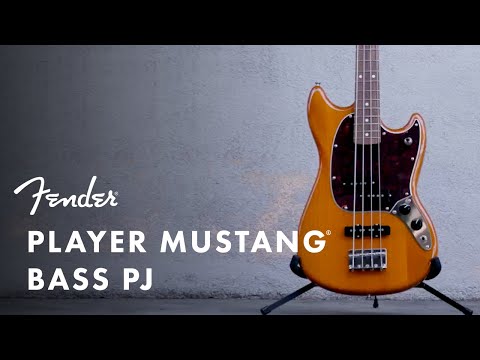 Fender Player Mustang Bass PJ Bass Guitar, Pau Ferro Fretboard, Firemist Gold image 4