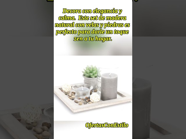 Vídeo relacionado con ootb Artículos de Decoración/Plato Cuadrado de Madera Natural con Portavelas, Velas y Piedras Decorativas