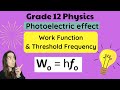 Threshold Frequency And Work Function Grade 12 Photoelectric Effect