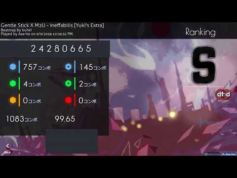 osu! | Azerite | Gentle Stick X M2U - Ineffabilis [Yuki's Extra] +HD,DT 99.65% FC 494pp #1