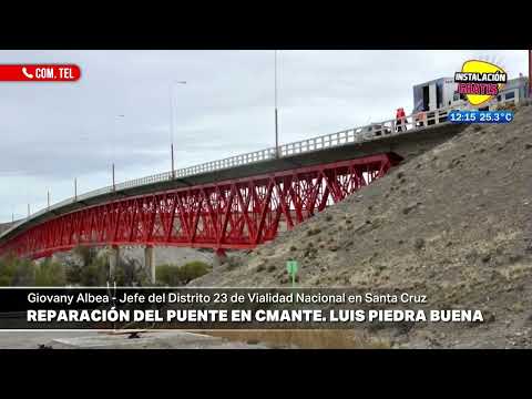Obra de reparación del puente en Comandante Luis Piedra Buena.