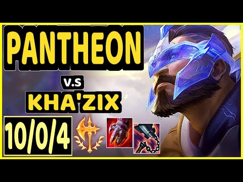 PANTHEON vs KHA'ZIX - 10/0/4 KDA JUNGLE GAMEPLAY - NA Ranked GRANDMASTER