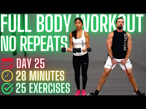 Full body No Repeat Workout - Dumbbells or Resistance Bands - 31 DoF Day 25