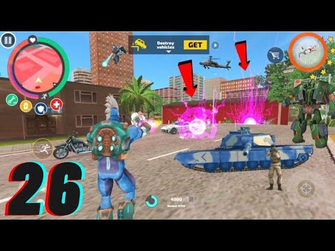 Rope Hero: Vice Town | Pink Gamma Energy Gun (BFG) Destroy Vehicles | Android | Part 26