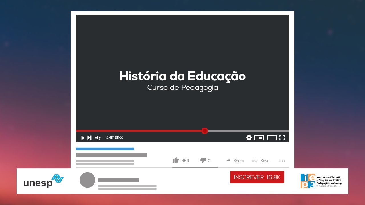 1ª Aula da Disciplina História da Educação do Curso de Pedagogia