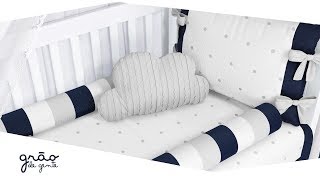 Quarto de Bebê Tricot Poá Azul Marinho | Grão de Gente