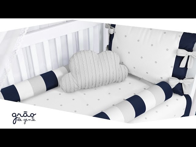 Quarto de Bebê Tricot Poá Azul Marinho | Grão de Gente
