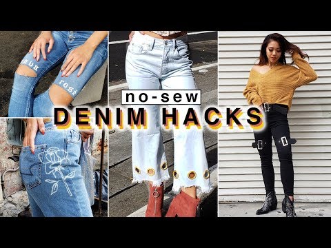 4 *NO-SEW* Ways To DIY & Customize Your Jeans! | DIY | Nava Rose Video