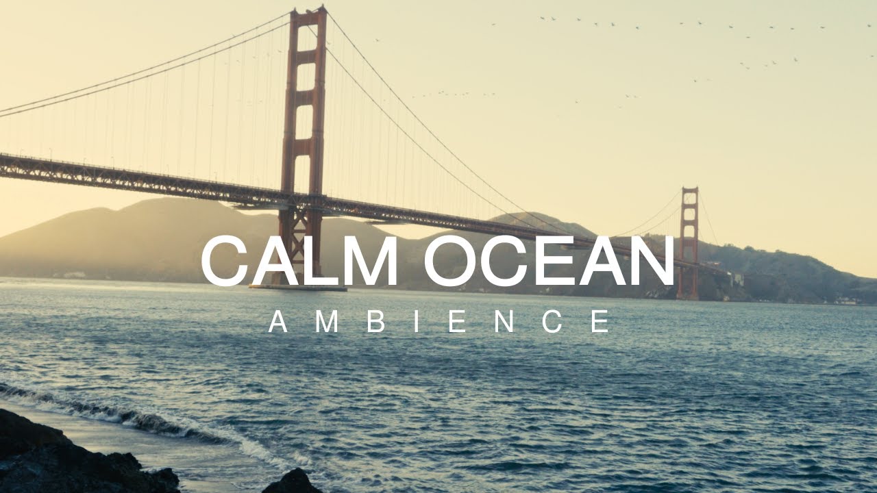 Sunset Ocean Waves at Golden Gate Bridge | Calming Beach Sounds for Sleep | Work | Meditation
