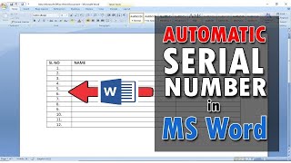 insert auto serial number in table of MS Word