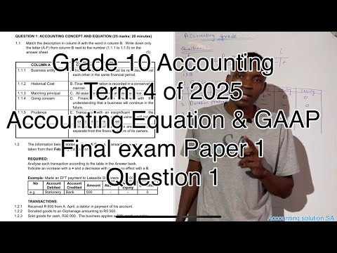 Grade 10 Accounting Term 4 | Accounting Equation & GAAP Exam Paper 1 
