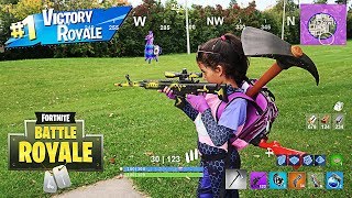 FORTNITE IN REAL LIFE WITH MY 5 YEAR OLD LITTLE SISTER!!