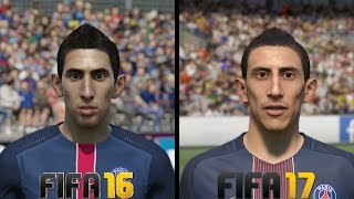 FIFA 17 vs FIFA 16 Paris Saint Germain PSG Faces C