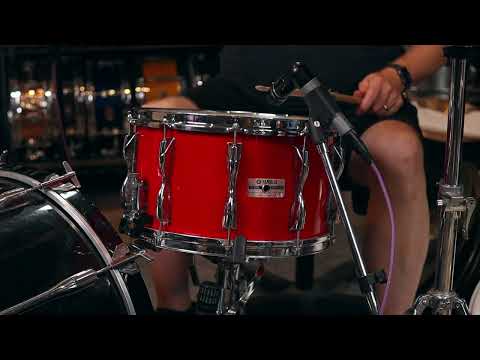 VINTAGE YAMAHA RECORDING CUSTOM 8x14 SNARE — HOT RED — NEW BATTER HEAD, NEW EXTENDED SNARE WIRES — VIDEO image 10