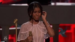 Aliyah Moulden breaks down singing live about late father as Top 10 perform on The Voice