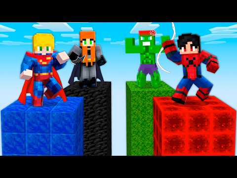 SOBREVIVENDO em um CHUNK de SUPER HEROIS no minecraft