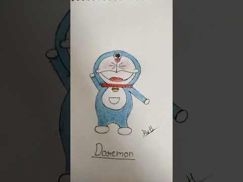 doremon drawing with ₹20 wax colour